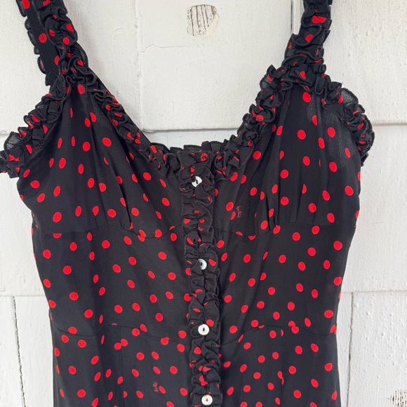 Realisation Par Juliet Silk Ruffle Button Midi Dress in Italia Spot size XS - Picture 9 of 12